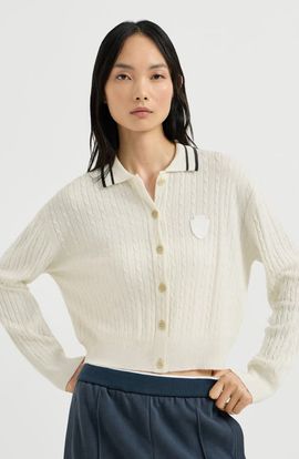 Brunello Cucinelli Brunello Cucinelli Cashmere cable knit polo shirt with logo