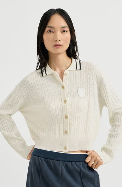 Brunello Cucinelli Brunello Cucinelli Cashmere cable knit polo shirt with logo