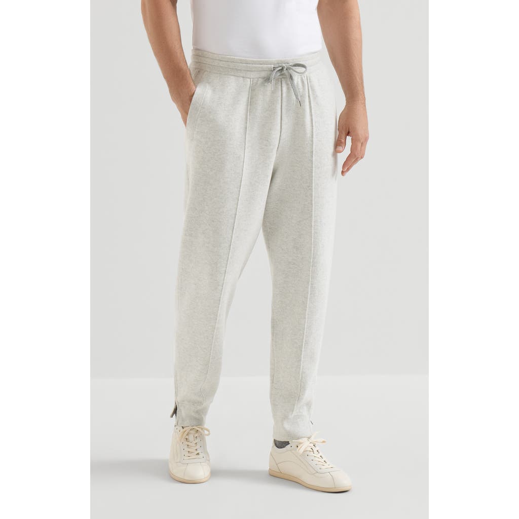 Brunello Cucinelli Brunello Cucinelli Cashmere double knit trousers with crête detail and elasticated zipper cuffs