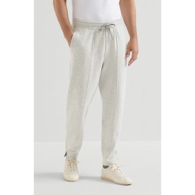 Brunello Cucinelli Brunello Cucinelli Cashmere double knit trousers with crête detail and elasticated zipper cuffs