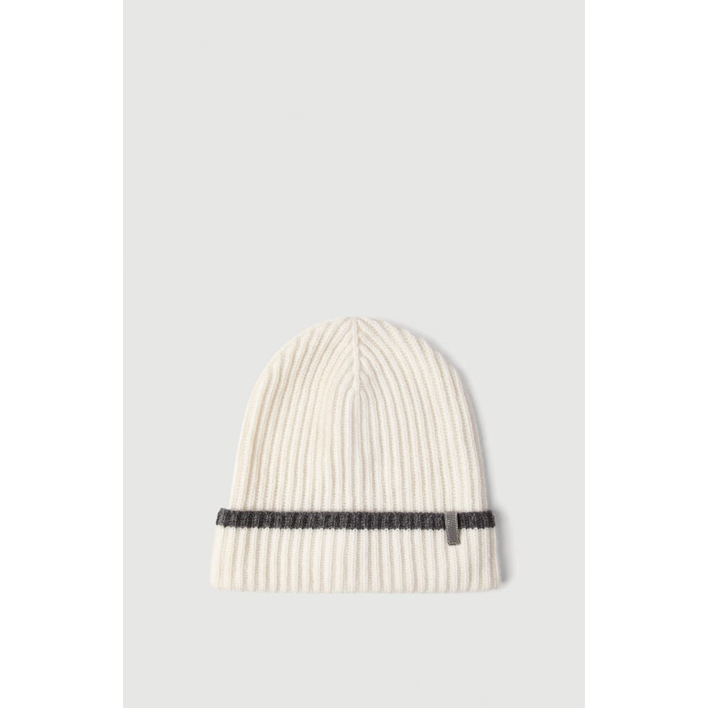 Brunello Cucinelli Brunello Cucinelli Cashmere English rib knit beanie with monili