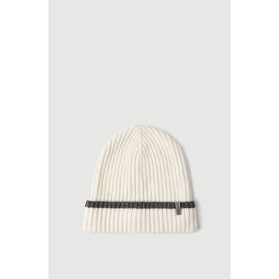 Brunello Cucinelli Brunello Cucinelli Cashmere English rib knit beanie with monili