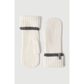 Brunello Cucinelli Brunello Cucinelli Cashmere English rib knit mittens with monili