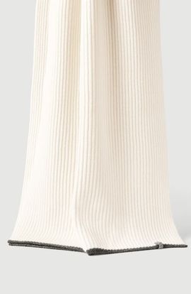 Brunello Cucinelli Brunello Cucinelli Cashmere English rib knit scarf with monili