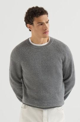Brunello Cucinelli Brunello Cucinelli Cashmere English rib sweater with raglan sleeves