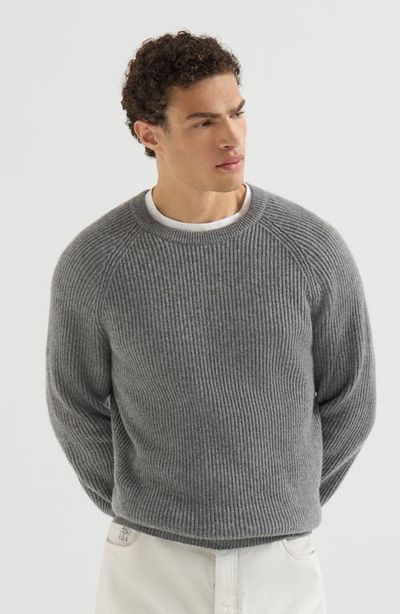 Brunello Cucinelli Brunello Cucinelli Cashmere English rib sweater with raglan sleeves