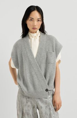 Brunello Cucinelli Brunello Cucinelli Cashmere English rib wrap cardigan