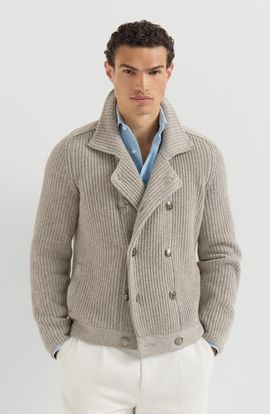 Brunello Cucinelli Brunello Cucinelli Cashmere half english rib mariner cardigan