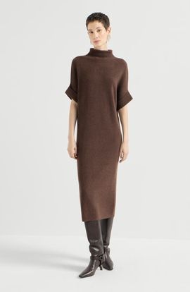 Brunello Cucinelli Brunello Cucinelli Cashmere rib knit mock neck dress