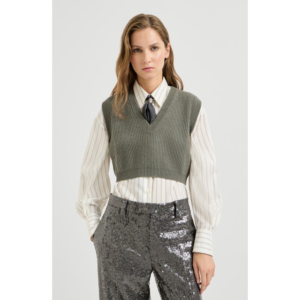 Brunello Cucinelli Brunello Cucinelli Cashmere rib knit sweater vest