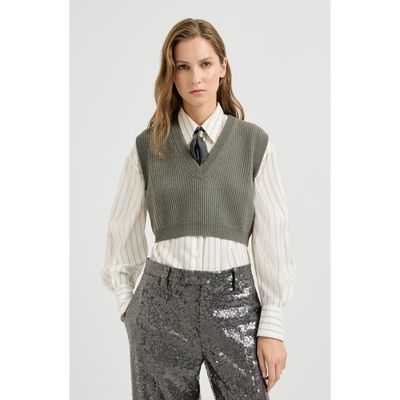 Brunello Cucinelli Brunello Cucinelli Cashmere rib knit sweater vest