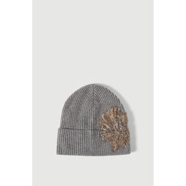 Brunello Cucinelli Brunello Cucinelli Cashmere ribbed beanie with whispering bloom embroidery
