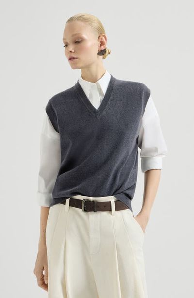 Brunello Cucinelli Brunello Cucinelli Cashmere sweater vest with monili
