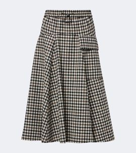 Brunello Cucinelli Brunello Cucinelli Checked alpaca and wool-blend midi skirt