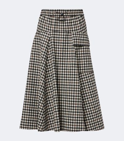 Brunello Cucinelli Brunello Cucinelli Checked alpaca and wool-blend midi skirt