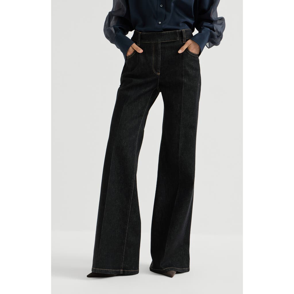 Brunello Cucinelli Brunello Cucinelli Comfort no-fade denim flared trousers with monili