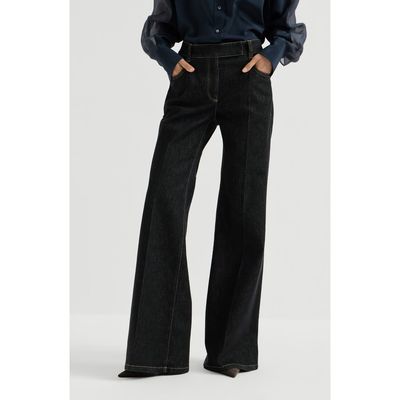 Brunello Cucinelli Brunello Cucinelli Comfort no-fade denim flared trousers with monili