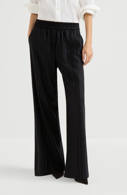 Brunello Cucinelli Brunello Cucinelli Comfort virgin wool dazzling chalk stripe loose track trousers