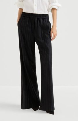Brunello Cucinelli Brunello Cucinelli Comfort virgin wool dazzling chalk stripe loose track trousers