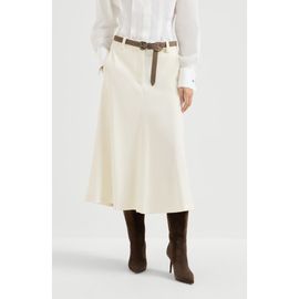 Brunello Cucinelli Brunello Cucinelli Comfort virgin wool gabardine flute skirt with monili