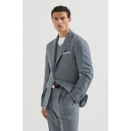 Brunello Cucinelli Brunello Cucinelli Comfort wool and cashmere Prince of Wales flannel deconstructed blazer with metal buttons