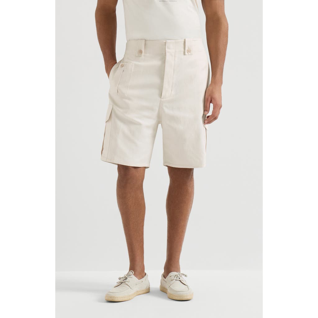 Brunello Cucinelli Brunello Cucinelli Cotton and linen canvas Bermuda shorts with cargo pockets