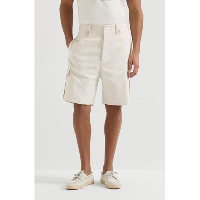 Brunello Cucinelli Brunello Cucinelli Cotton and linen canvas Bermuda shorts with cargo pockets