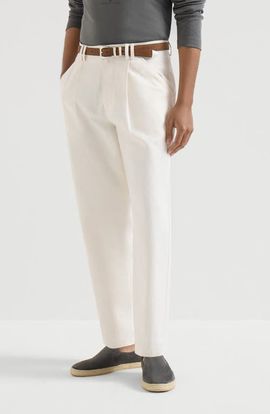 Brunello Cucinelli Brunello Cucinelli Cotton and linen canvas trousers with pleat