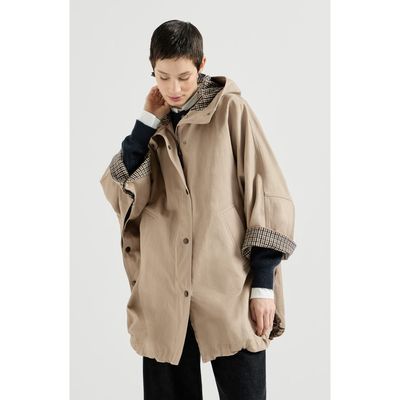 Brunello Cucinelli Brunello Cucinelli Cotton and linen twill hooded outerwear jacket with monili