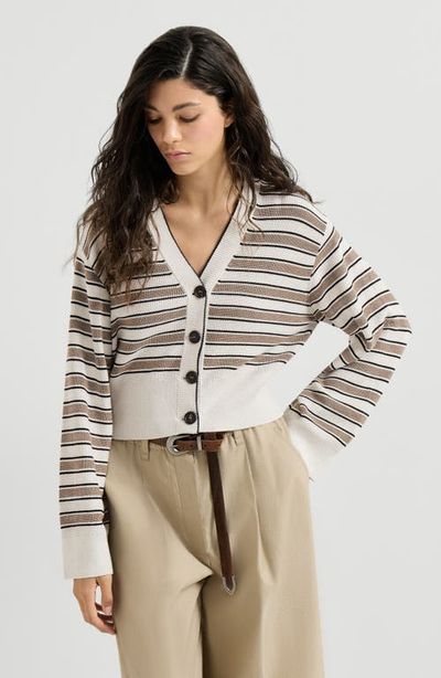 Brunello Cucinelli Brunello Cucinelli Cotton cardigan with sparkling stripes