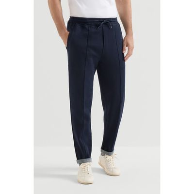 Brunello Cucinelli Brunello Cucinelli Cotton, cashmere and silk French terry double cloth trousers with Crête detail