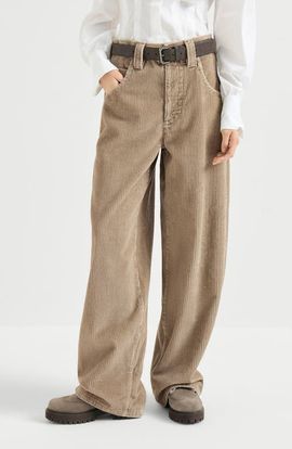 Brunello Cucinelli Brunello Cucinelli Cotton corduroy baggy trousers with monili