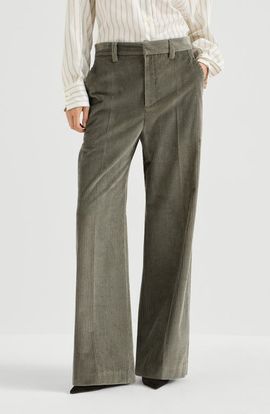 Brunello Cucinelli Brunello Cucinelli Cotton corduroy loose trousers with monili