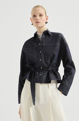 Brunello Cucinelli Brunello Cucinelli Cotton denim-effect twill cropped shirt