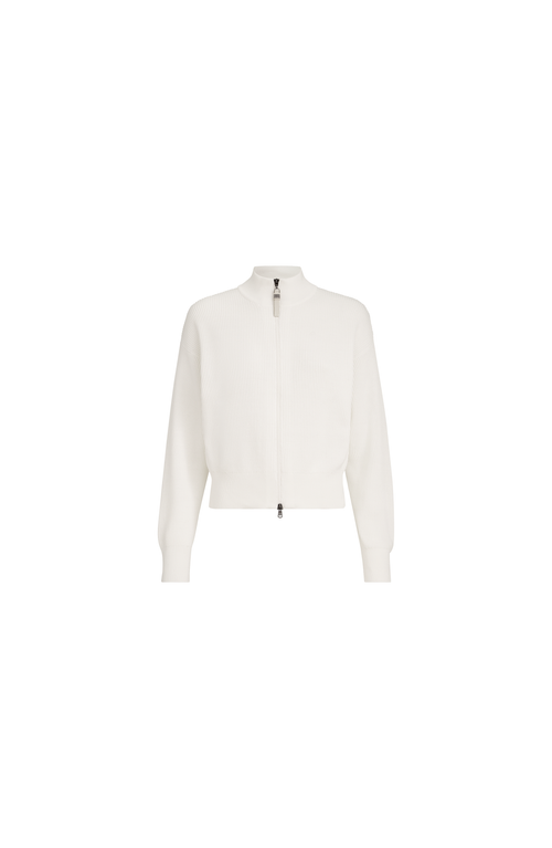 Brunello Cucinelli Brunello Cucinelli Cotton English rib cardigan with shiny zipper pull