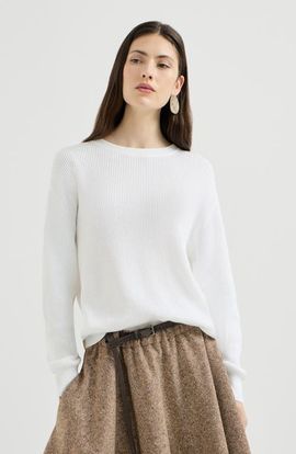 Brunello Cucinelli Brunello Cucinelli Cotton English rib sweater with monili