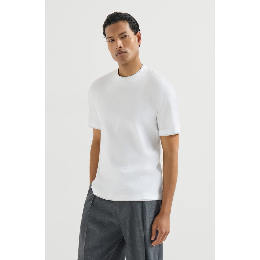Brunello Cucinelli Brunello Cucinelli Cotton jersey crew neck T-shirt with faux-layering