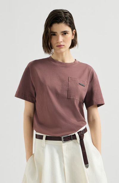 Brunello Cucinelli Brunello Cucinelli Cotton jersey T-shirt with shiny tab