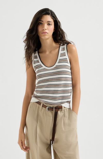 Brunello Cucinelli Brunello Cucinelli Cotton knit top with sparkling stripes