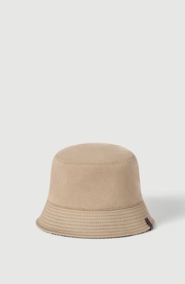 Brunello Cucinelli Brunello Cucinelli Cotton, linen and virgin wool reversible bucket hat with monili