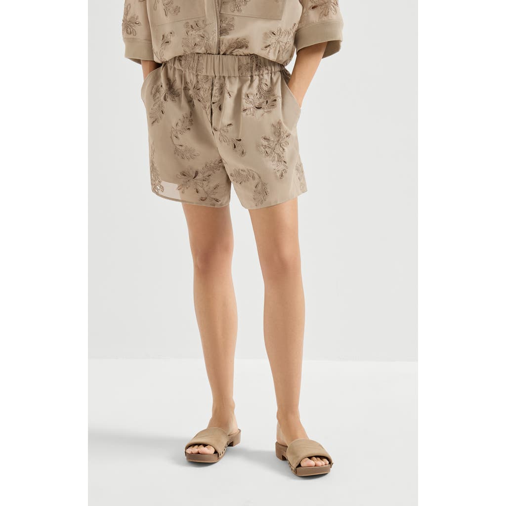 Brunello Cucinelli Brunello Cucinelli Cotton organza shorts with dazzling broderie anglaise
