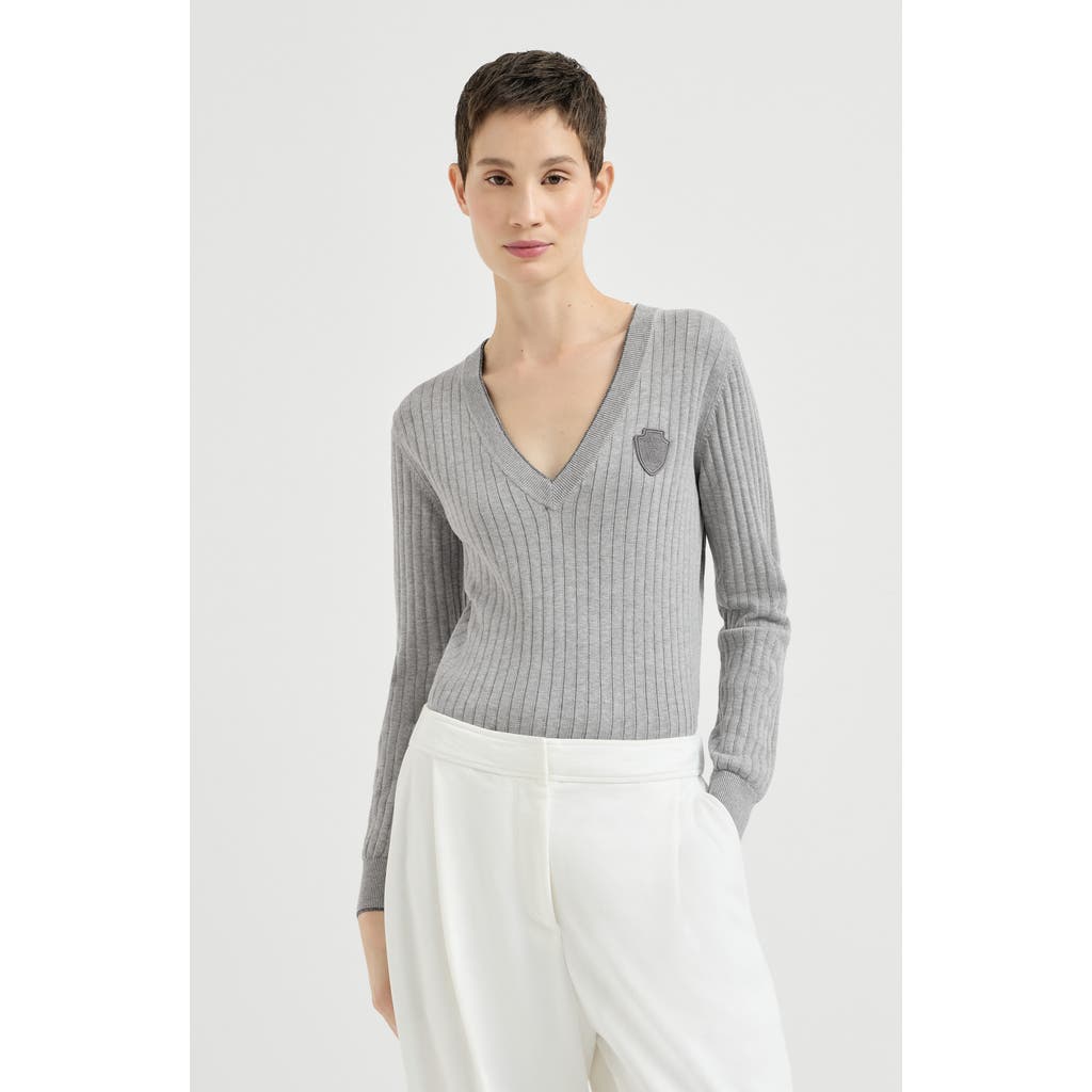 Brunello Cucinelli Brunello Cucinelli Cotton ribbed sweater with logo