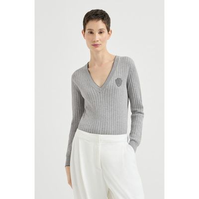 Brunello Cucinelli Brunello Cucinelli Cotton ribbed sweater with logo
