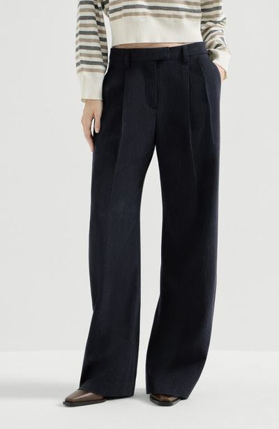 Brunello Cucinelli Brunello Cucinelli Crêpe chevron trousers