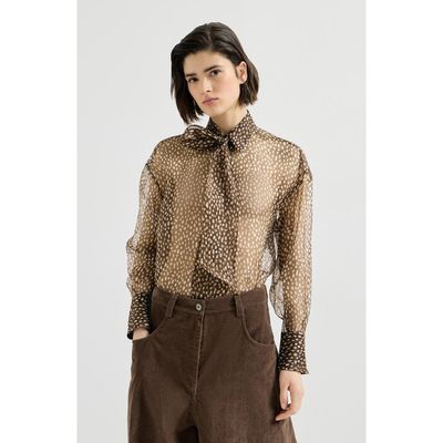 Brunello Cucinelli Brunello Cucinelli Dapple silk organza shirt with neck tie