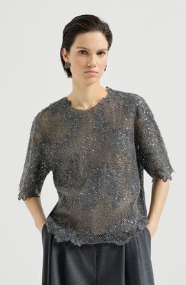 Brunello Cucinelli Brunello Cucinelli Dazzling lace embroidery t-shirt