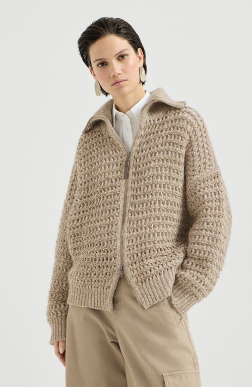 Brunello Cucinelli Brunello Cucinelli Dazzling soft virgin wool and cashmere net cardigan