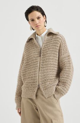 Brunello Cucinelli Brunello Cucinelli Dazzling soft virgin wool and cashmere net cardigan