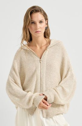 Brunello Cucinelli Brunello Cucinelli Dazzling Texture Mohair And Wool Hooded Cardigan With Zip