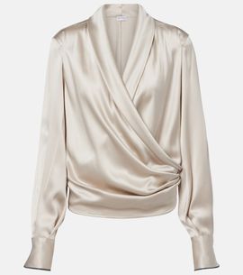 Brunello Cucinelli Brunello Cucinelli Draped silk-blend blouse
